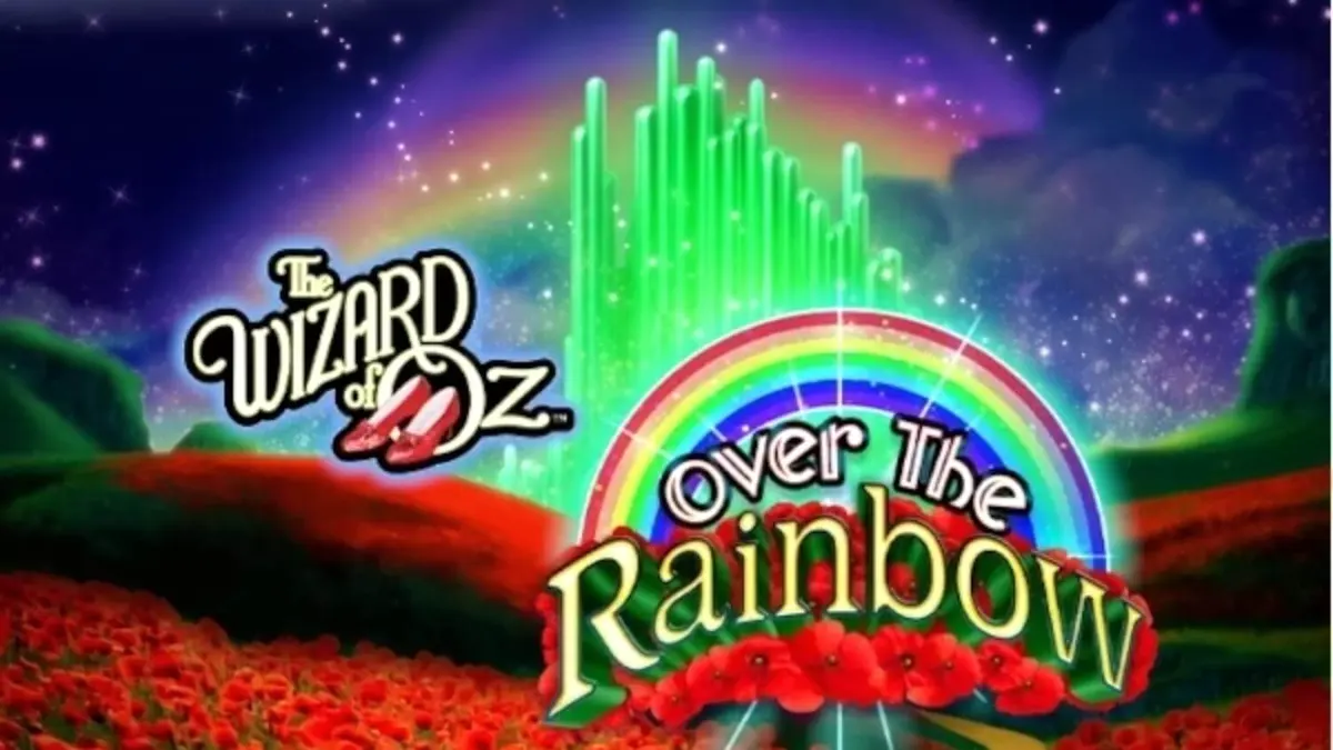 Visual magis dari slot The Wizard of Oz: Over the Rainbow dengan elemen pelangi dan karakter ikonik.
