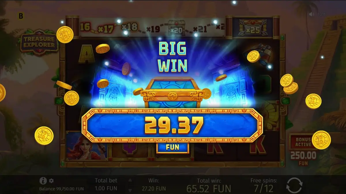 Laura Loot menjelajahi reruntuhan Aztec dalam slot Treasure Explorer