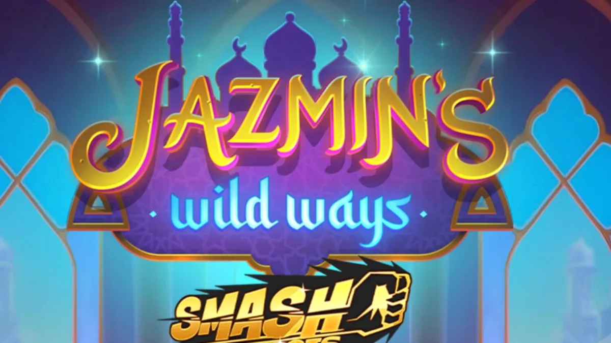 Pemandangan visual slot Jazmin’s Wild Ways Smash Pots™ dengan simbol permata dan latar istana Arab