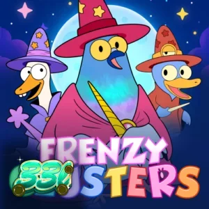 Tampilan antarmuka permainan slot Frenzy Clusters dengan grid 7x7 yang dinamis.
