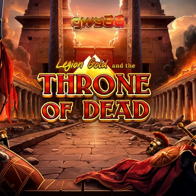 Tampilan visual slot Legion Gold and the Throne of Dead dengan tema kuil kuno